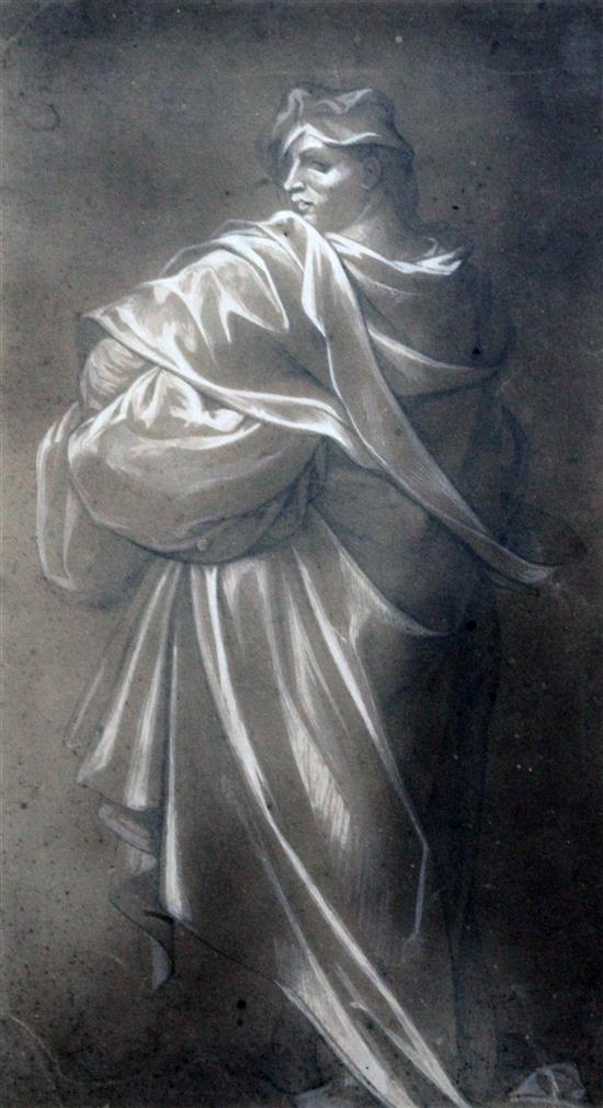 Old Master Study of a robed classical figure, 10.75 x 6in.